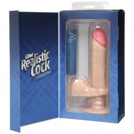 Вибромассажер-реалистик телесного цвета на присоске The Realistic Cock Vibrating 6” - 21,6 см.